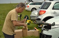 Dušan Garba připravue k letu vítězný Ki-61 Hien (foto Petr Faitl)